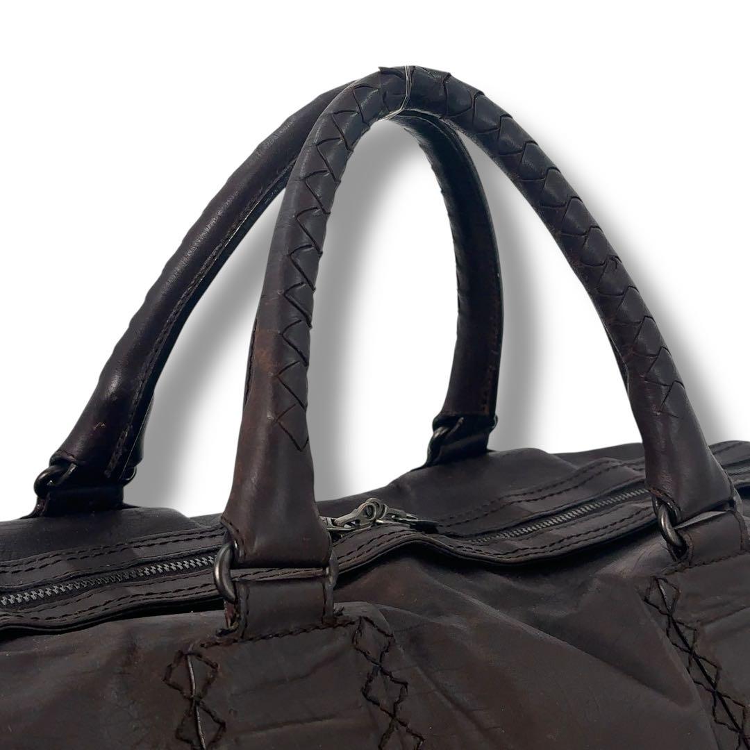 【高級】ボッテガヴェネタ ボストンバッグ イントレチャート レザー ブラウン