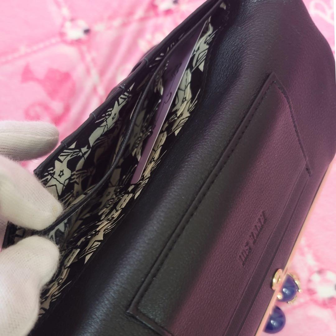 新品アナスイ財布★ANNASUI★猫がま口ねこ長財布