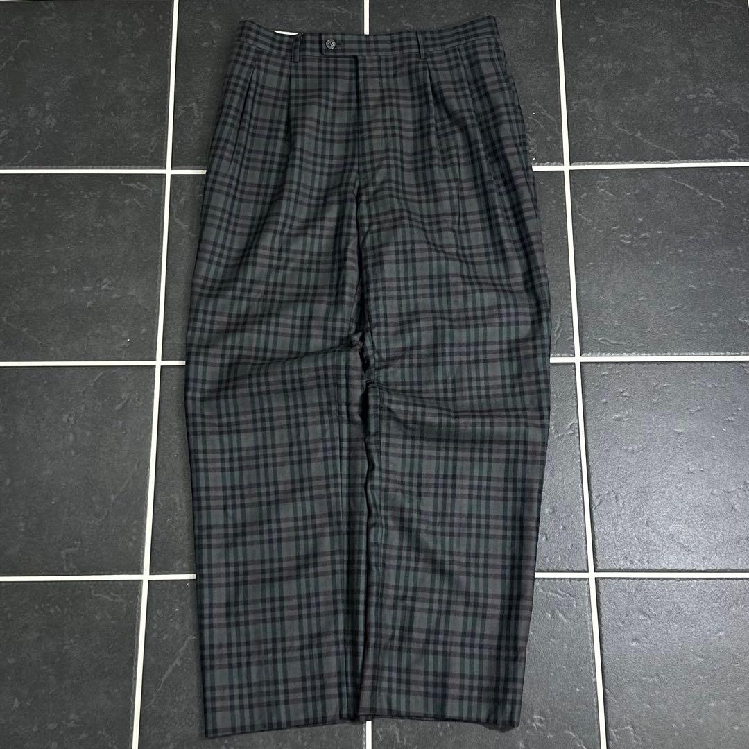90s vintage【Dior ウールギャバジン　チェック　ワイドスラックス】