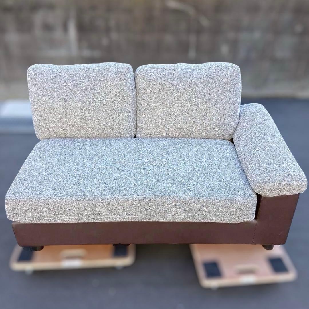 神奈川県引取希望 モダンデコ AQUA 3人掛けカウチソファ北欧 グレーブラウン