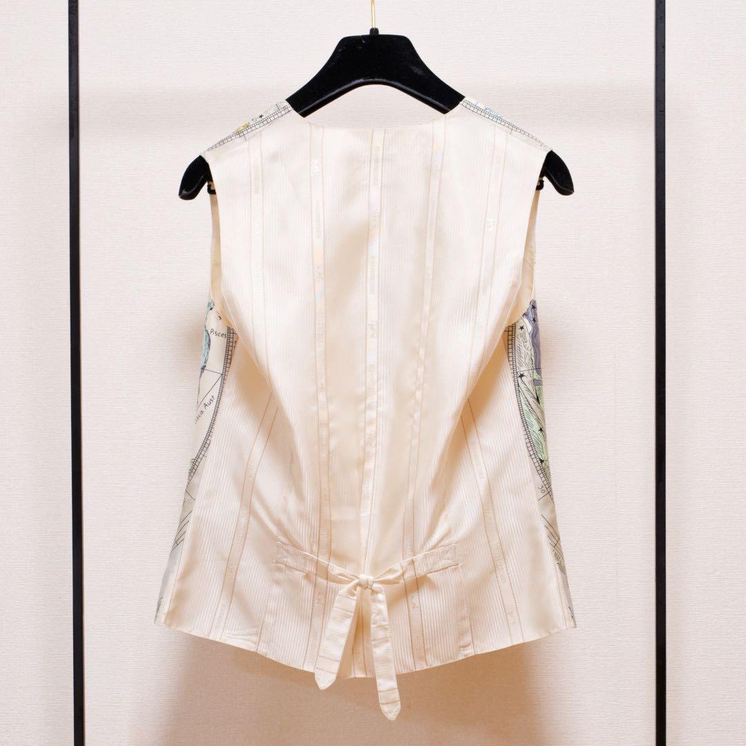 HERMÈS エルメス ジレ シルク 星座柄 38
