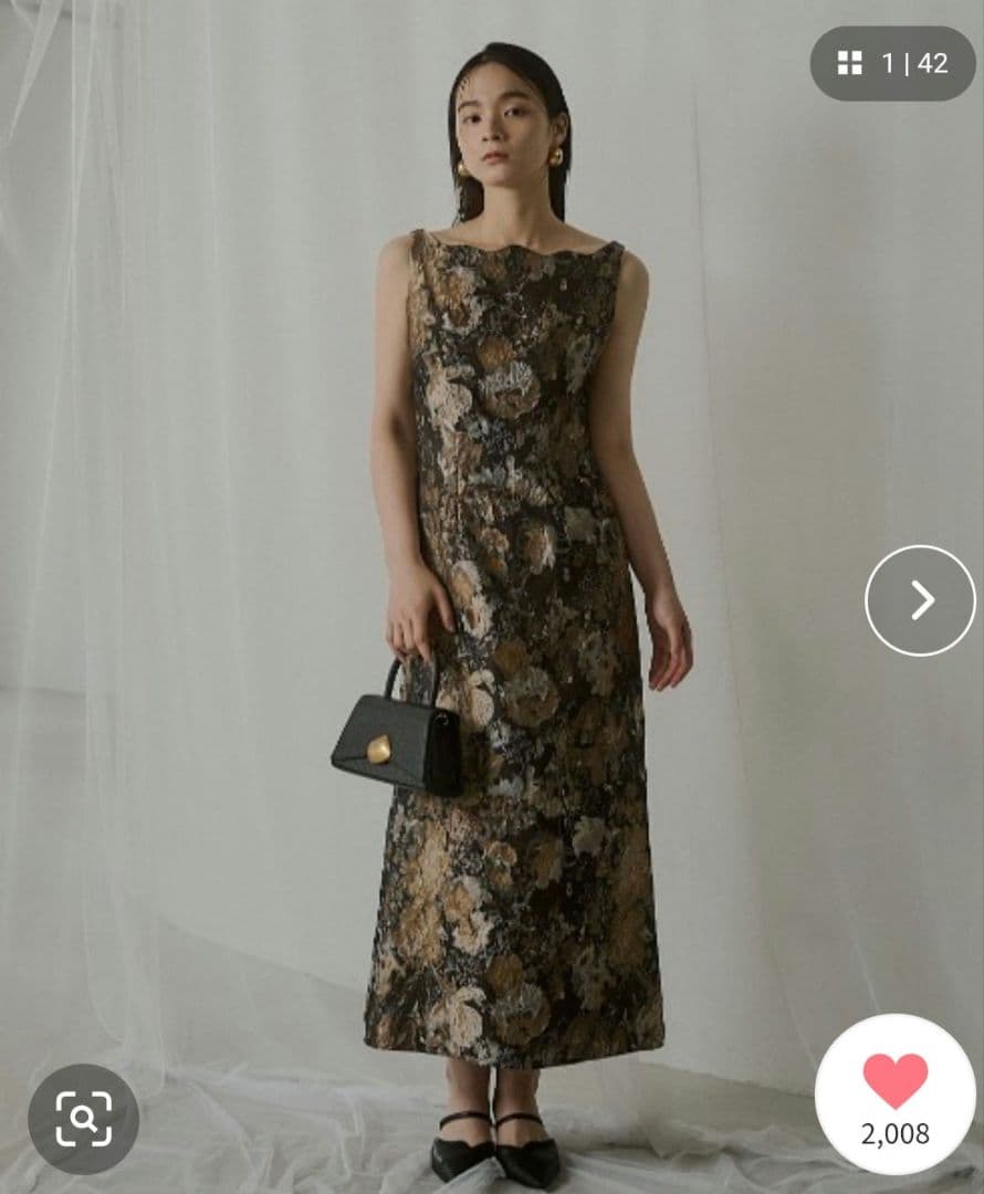 ジャガードドレス Mサイズ ブラウン