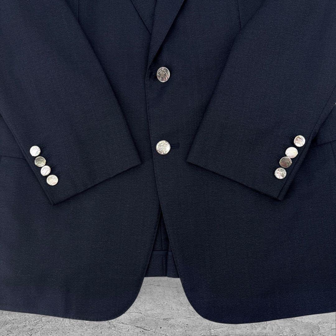 【美品】バーバリー　スーツ　セットアップ　ジャケット　螺鈿ボタン　ロゴ　カシミヤ