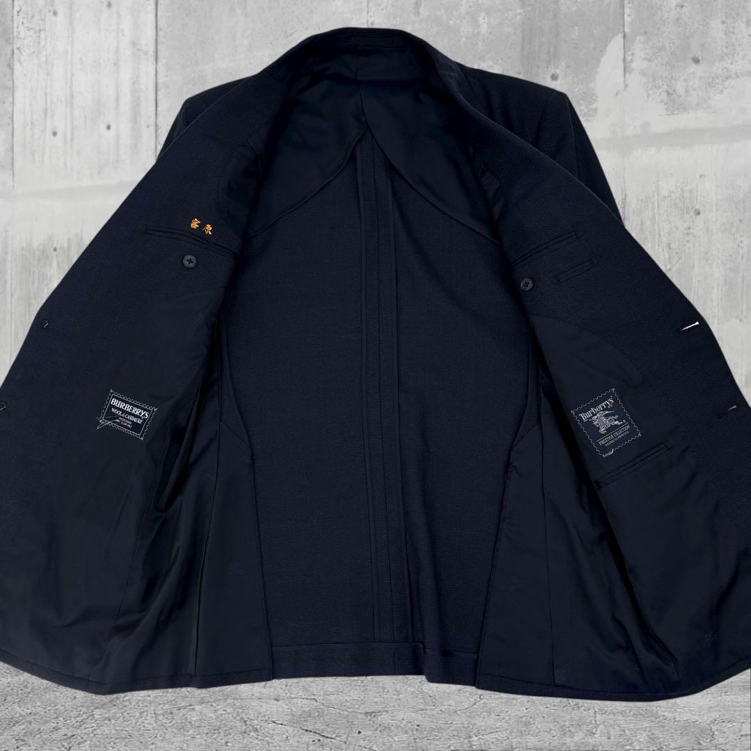【美品】バーバリー　スーツ　セットアップ　ジャケット　螺鈿ボタン　ロゴ　カシミヤ