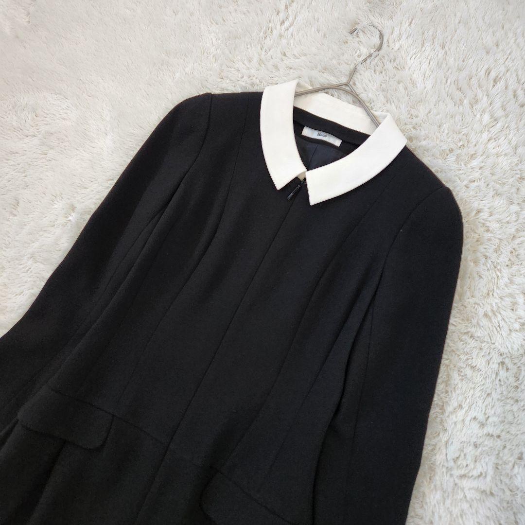 BB　美品✨Reneルネ　白襟長袖ワンピース　34　黒