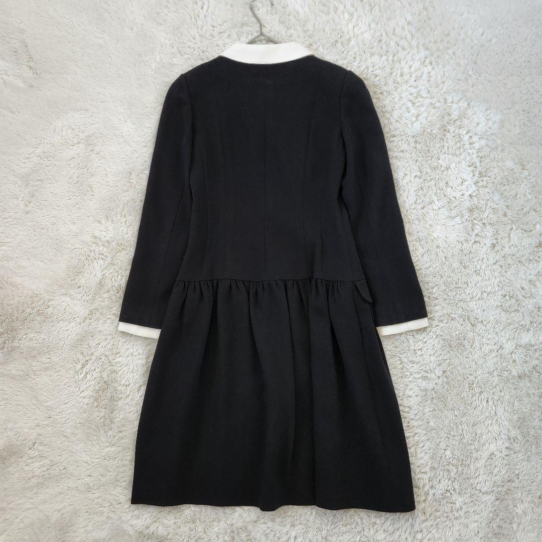 BB　美品✨Reneルネ　白襟長袖ワンピース　34　黒