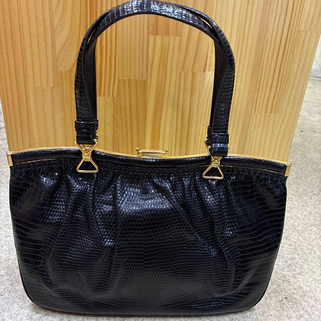 黒 リザード バッグ 皇室御用達 濱野 ハマノ