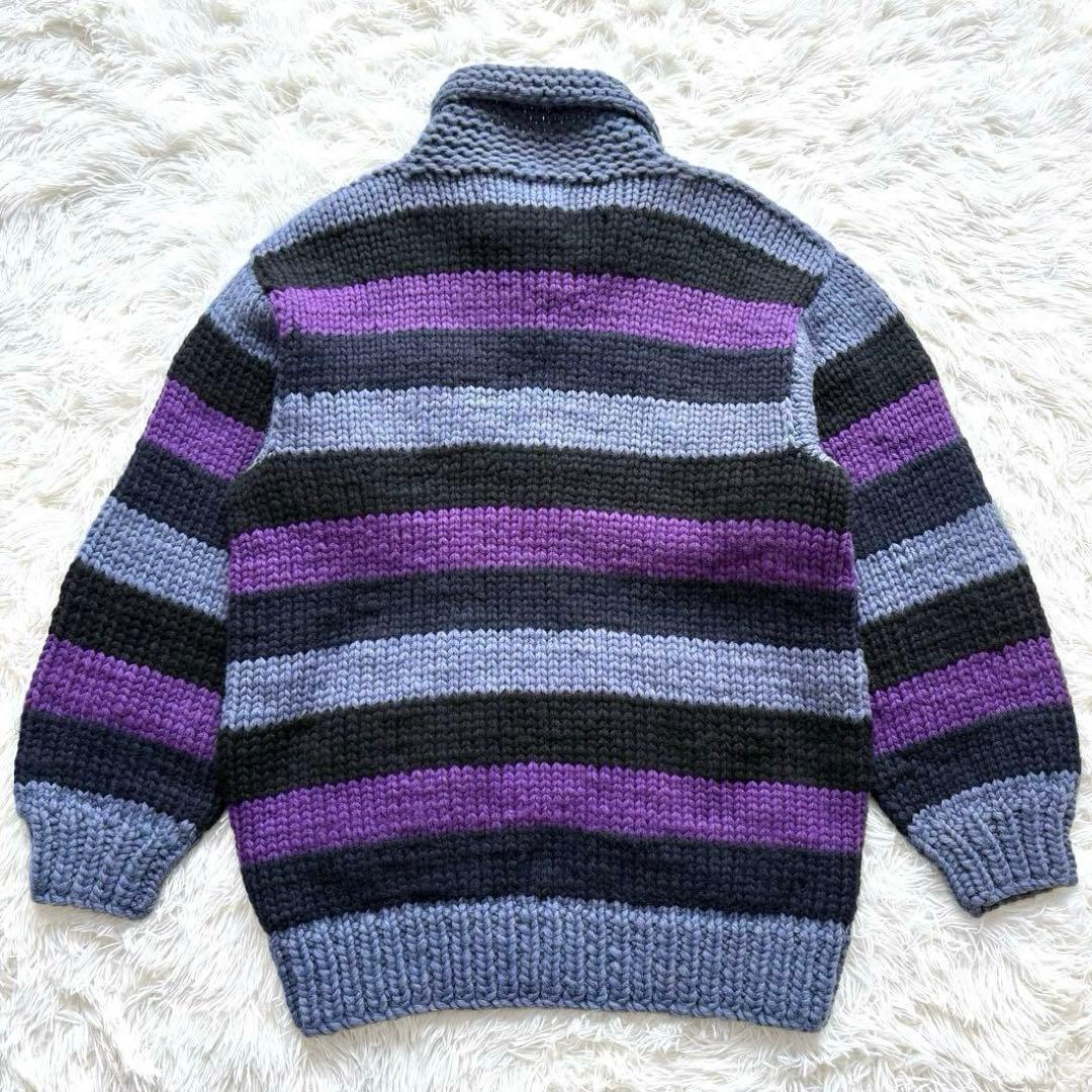 カナディアンセーター カウチンセーター ニット ボーダー柄 ジップアップ ウール