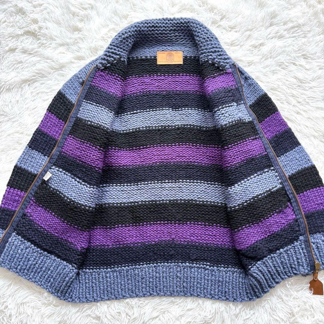 カナディアンセーター カウチンセーター ニット ボーダー柄 ジップアップ ウール