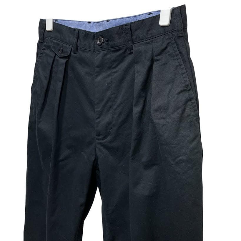 S ブラック ビームスプラス 2タック ワイド チノ BEAMS PLUS