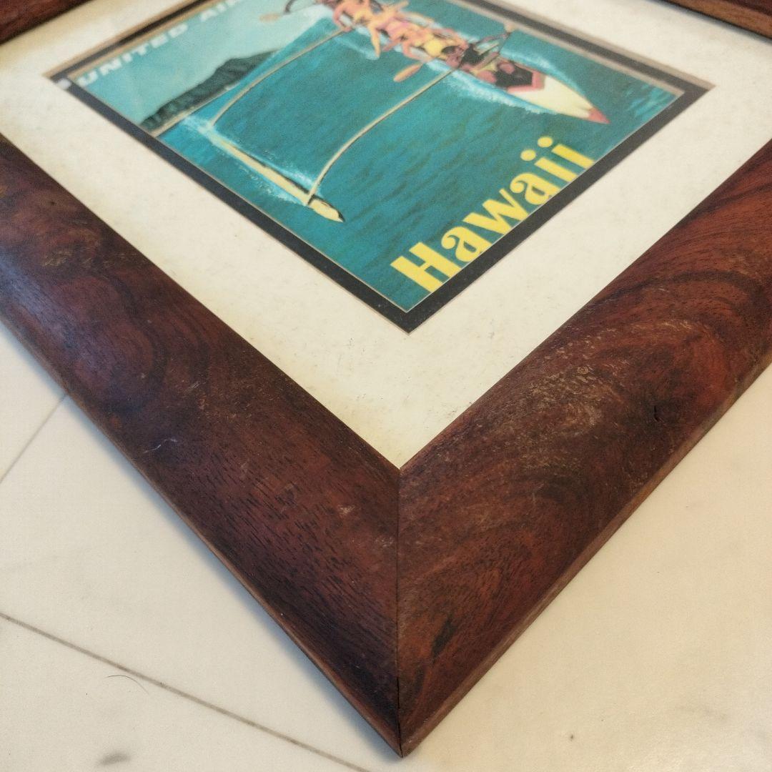 ハワイ コアウッド製額縁1990年代当時物『ユナイテッドエアライン』①ビンテージ