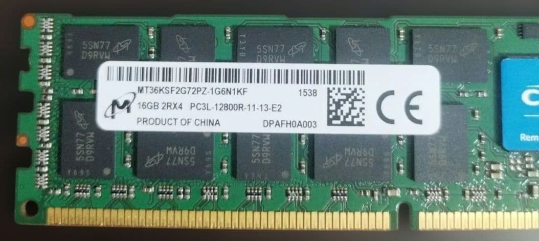 サーバーPC用 ECCメモリ 16GB×2枚 2R×4 PC3L-12800R