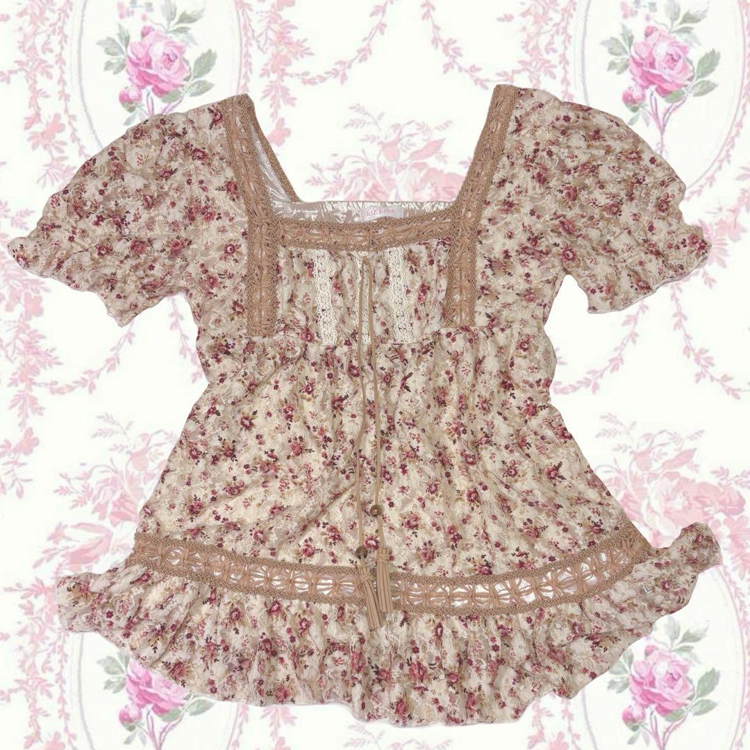 【希少】LIZLISA 花柄 レースフリル トップス 00s y2k リズリサ