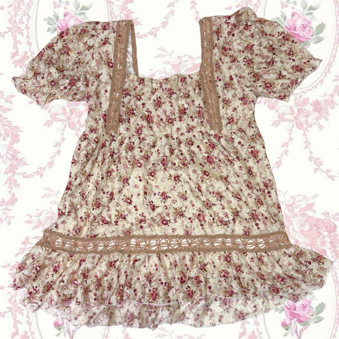 【希少】LIZLISA 花柄 レースフリル トップス 00s y2k リズリサ