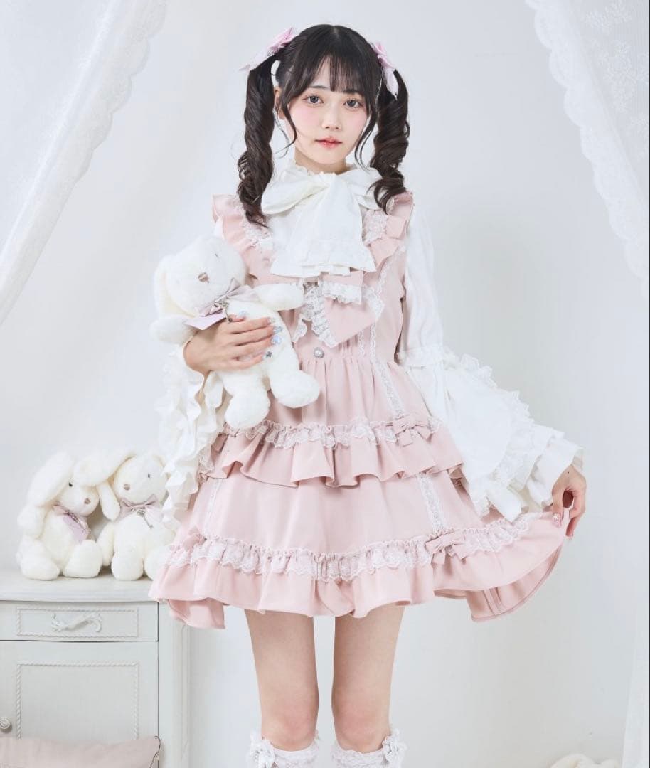 ディアマイラブエミリー フリルたっぷりはしごレースリボンミニジャンスカ M