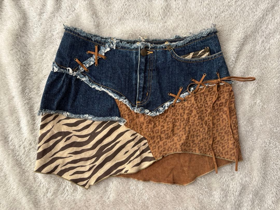 希少レアmyfavoriteTIARAティアラアニマル柄デニムミニ平成ギャル