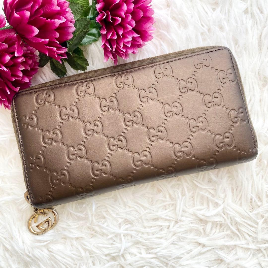 グッチ 長財布 ラウンドファスナー インターロッキング GGロゴ 大容量