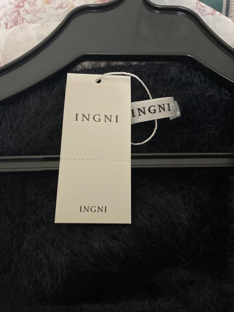 INGNI シャギーニットボレロ＋マーメイドワンピースセット 黒チェック