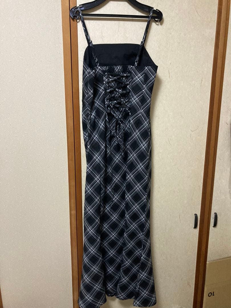 INGNI シャギーニットボレロ＋マーメイドワンピースセット 黒チェック