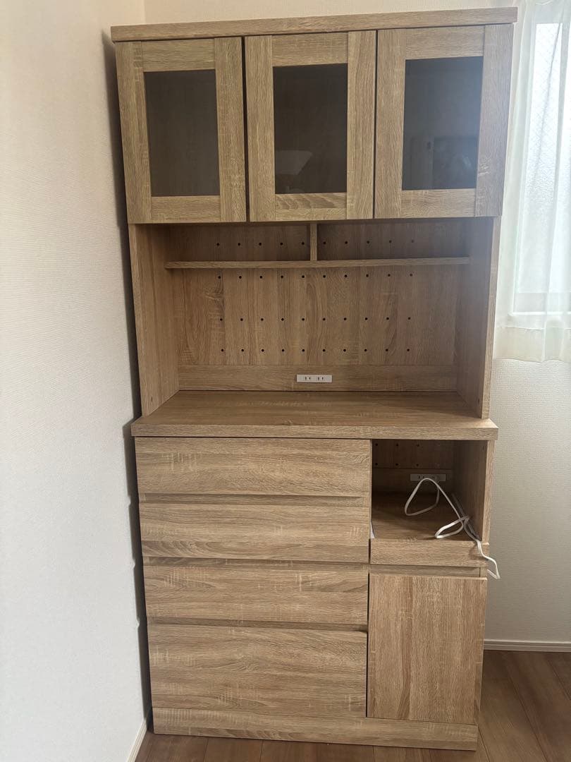 ガラス扉キッチン収納 5段/7段可動棚