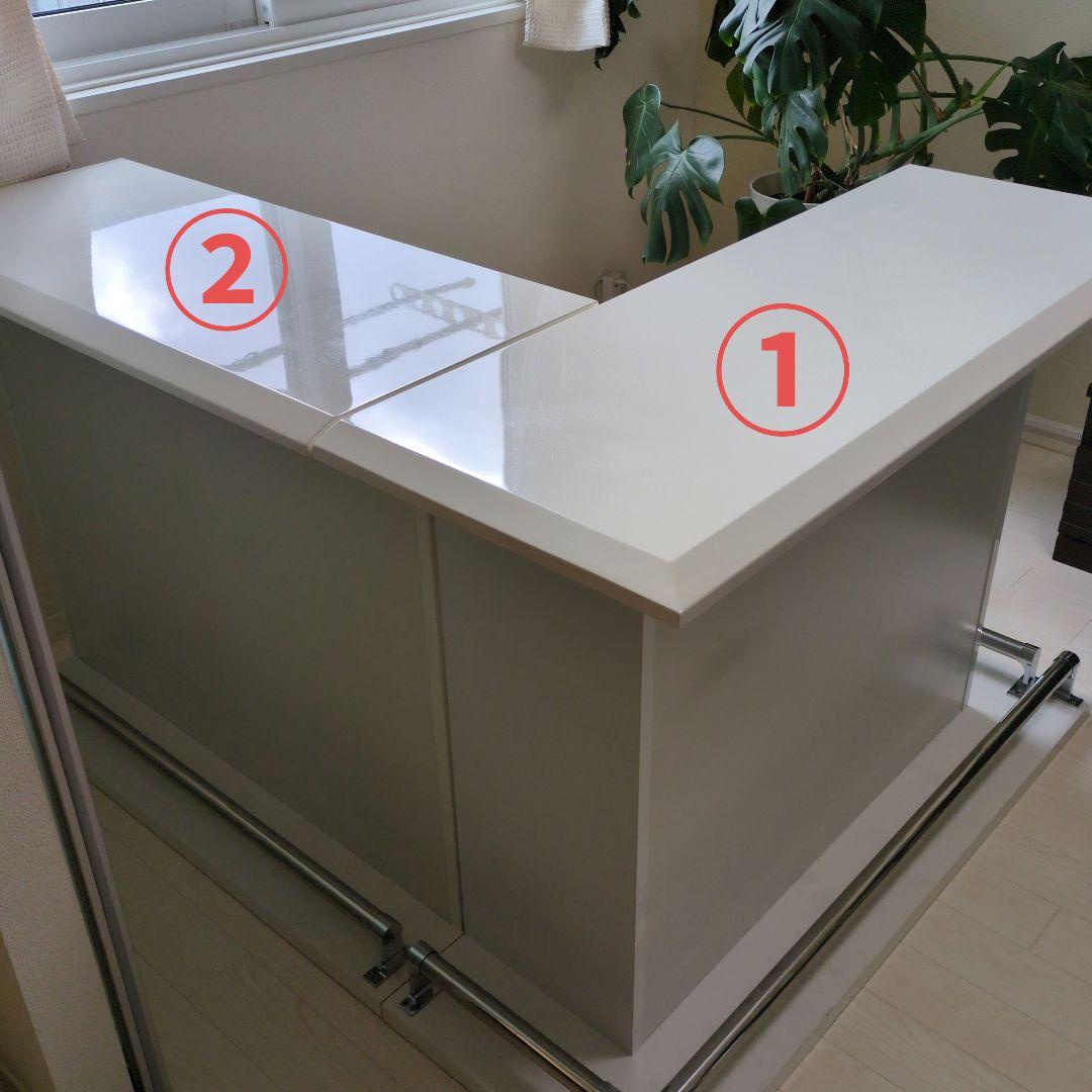 ホワイト L字型カウンターテーブル②のみ