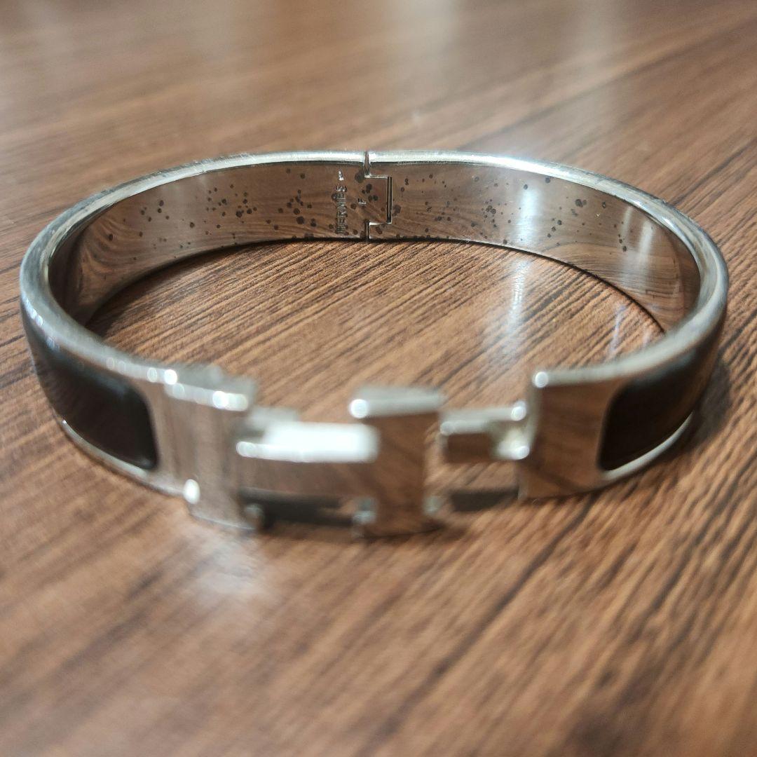 エルメス ブラック Hロゴ バングル 黒