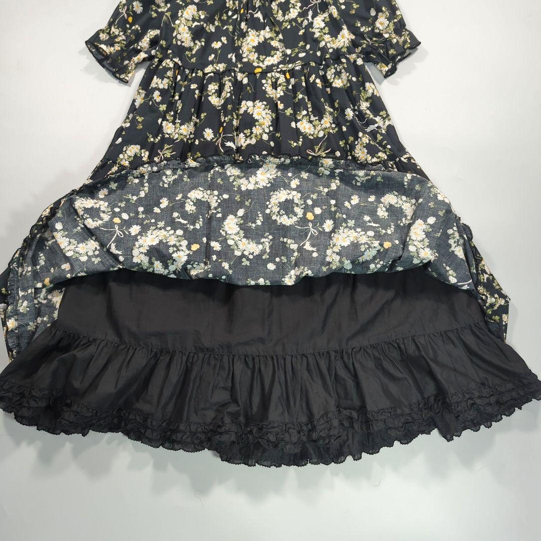 ピンクハウス　マーガレットリース柄　ワンピースドレス　フリル　ひよこ　ミディ丈