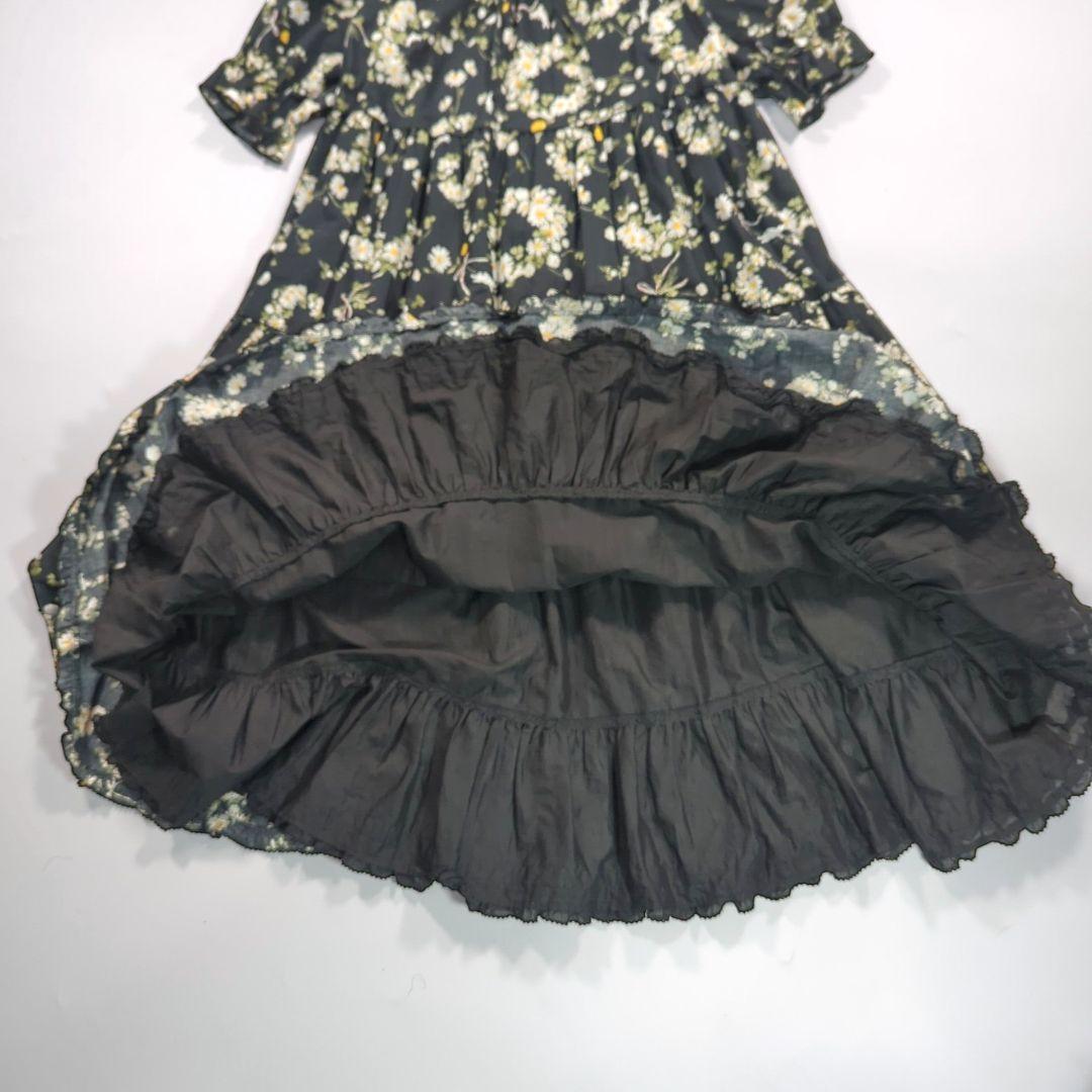 ピンクハウス　マーガレットリース柄　ワンピースドレス　フリル　ひよこ　ミディ丈