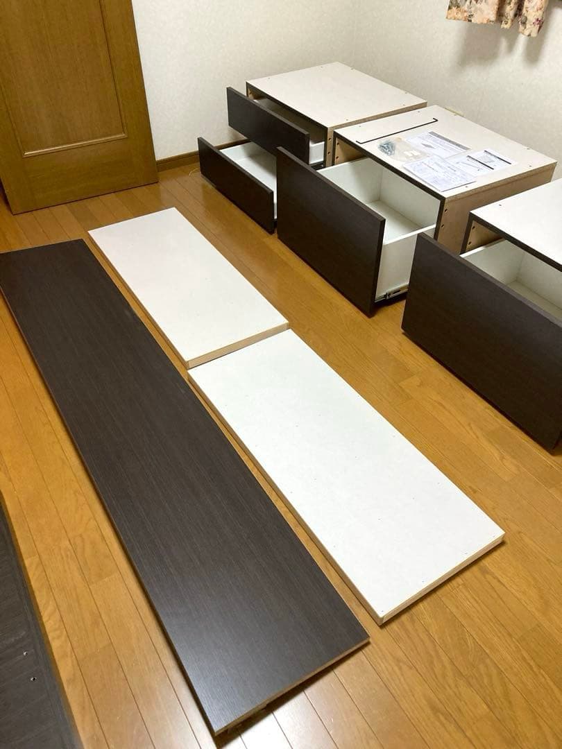 【引き取り希望】ニトリ　シングルベッドフレーム ダークブラウン収納付き