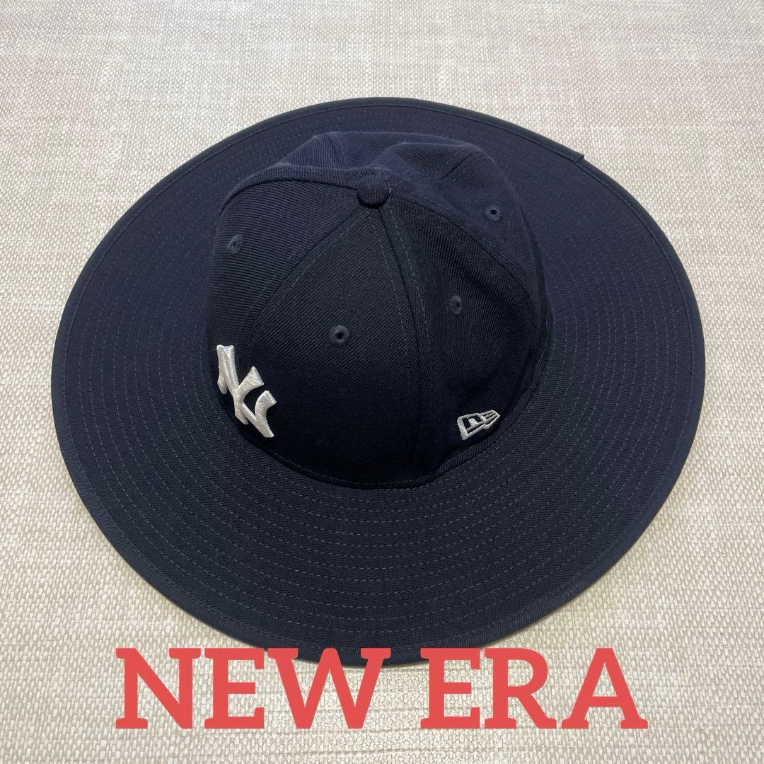 [美品] NEW ERA ニューエラ Fitted Long Brim Hat紺