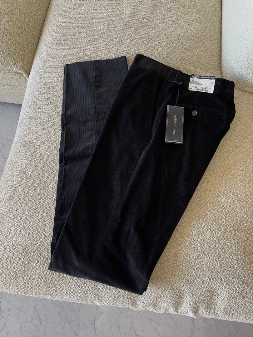 新品タグ付き RALPH LAURENコーデュロイパンツ　ブラック　イタリア製