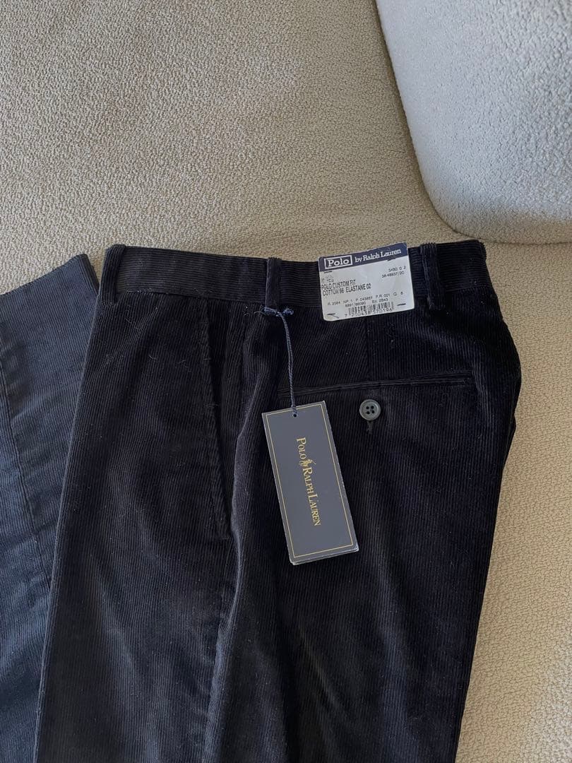 新品タグ付き RALPH LAURENコーデュロイパンツ　ブラック　イタリア製