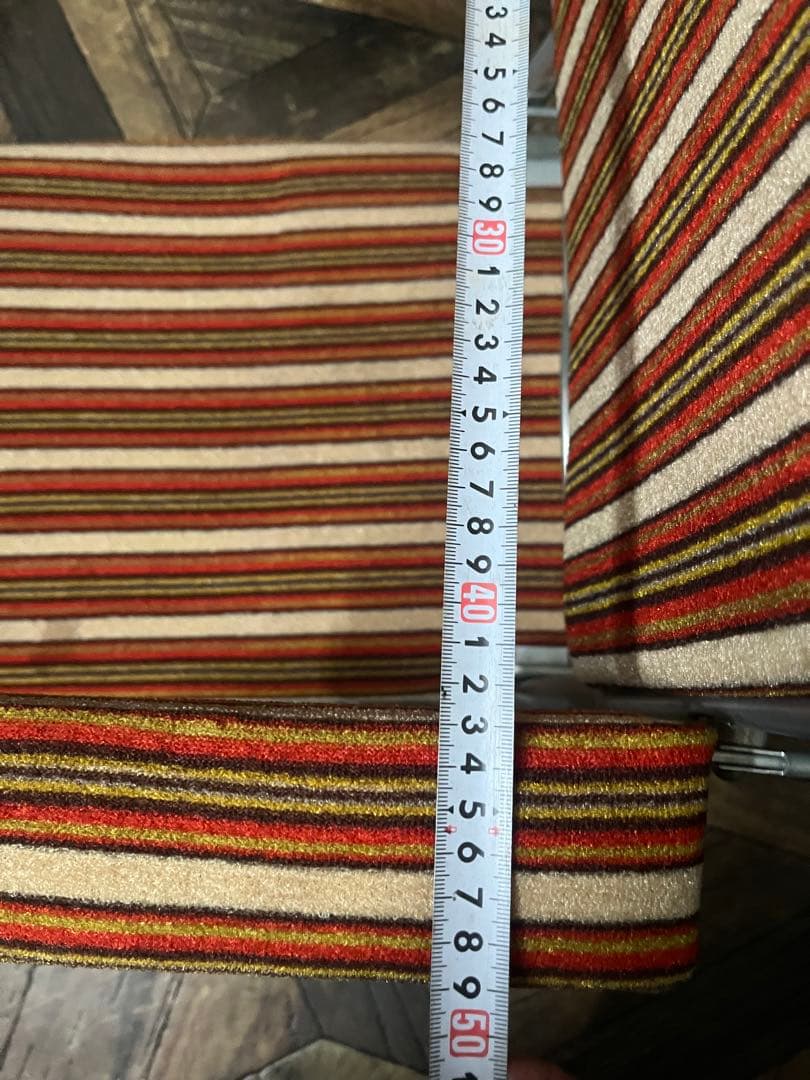 折りたたみ 座椅子 ストライプ 昭和レトロ 当時物 インテリア ビンテージ