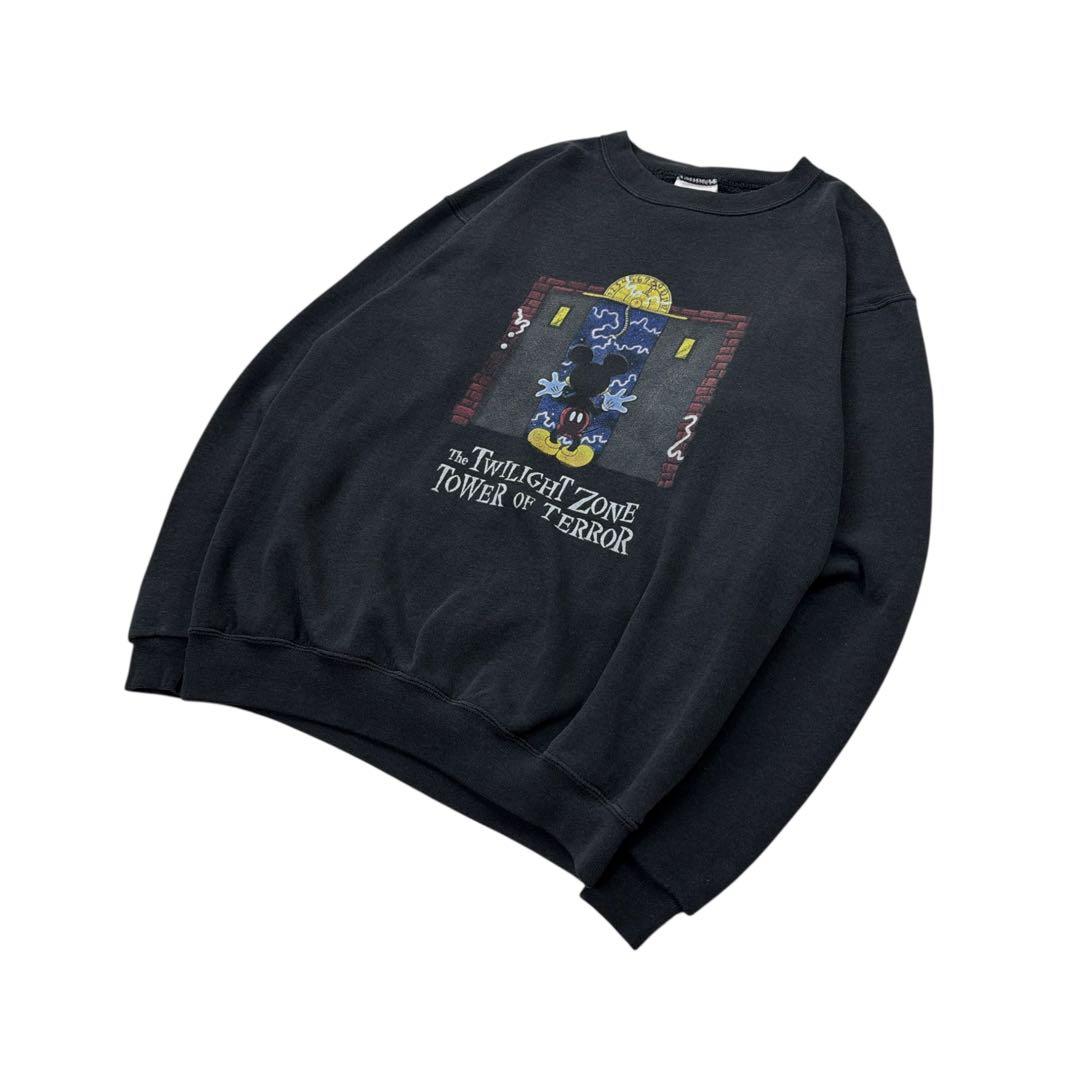 90s Disney タワーオブテラー ミッキー スウェット フェード 黒
