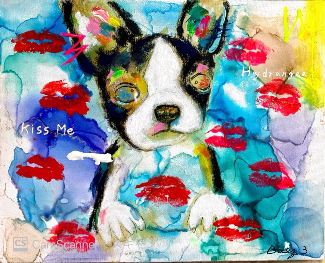 【北村直登　にKISS ME】ボストンテリア　キャンバスF3号　BAEZ3