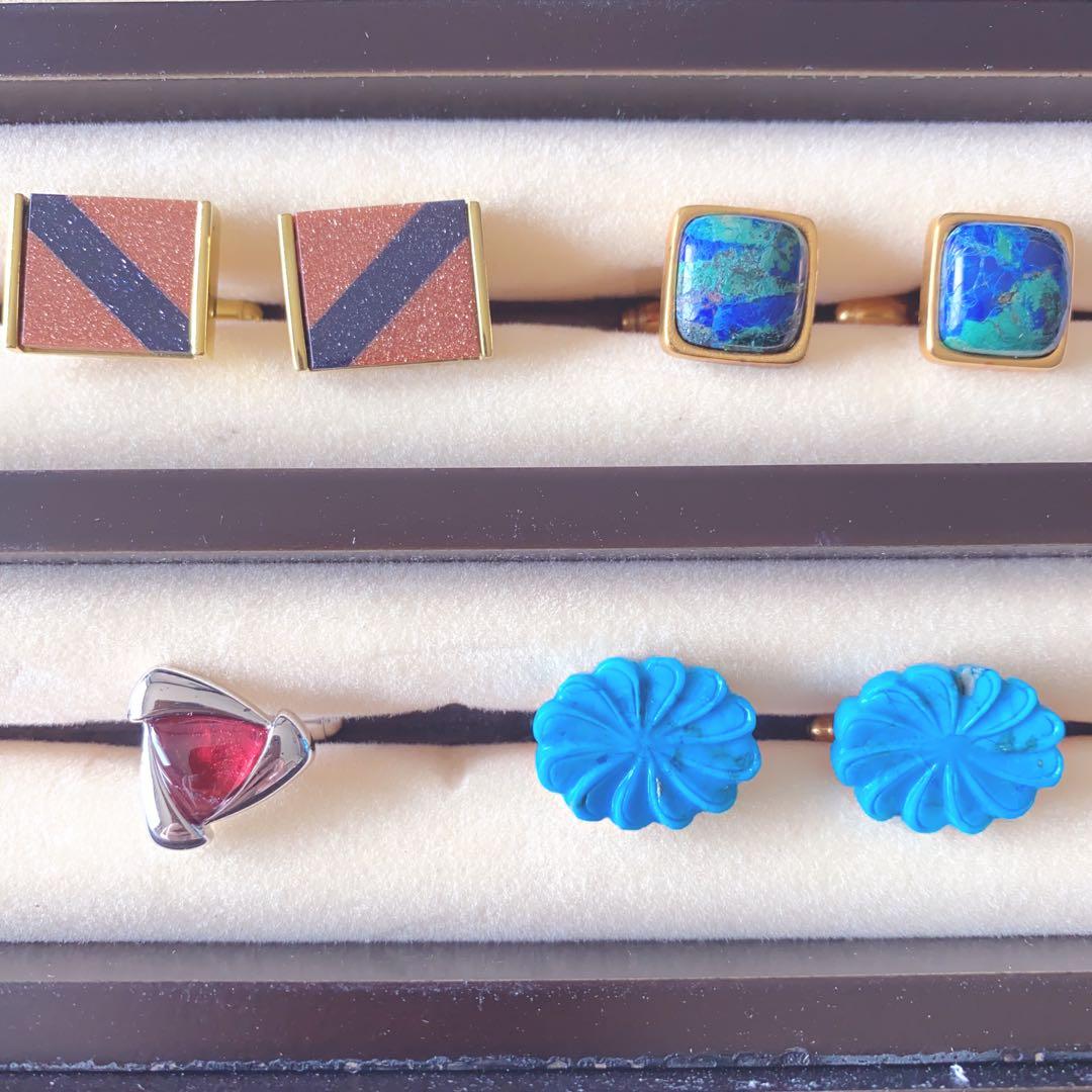 I・E・I 世界の偉大な宝石 天然石 カフス コレクション　収納ボックス付き