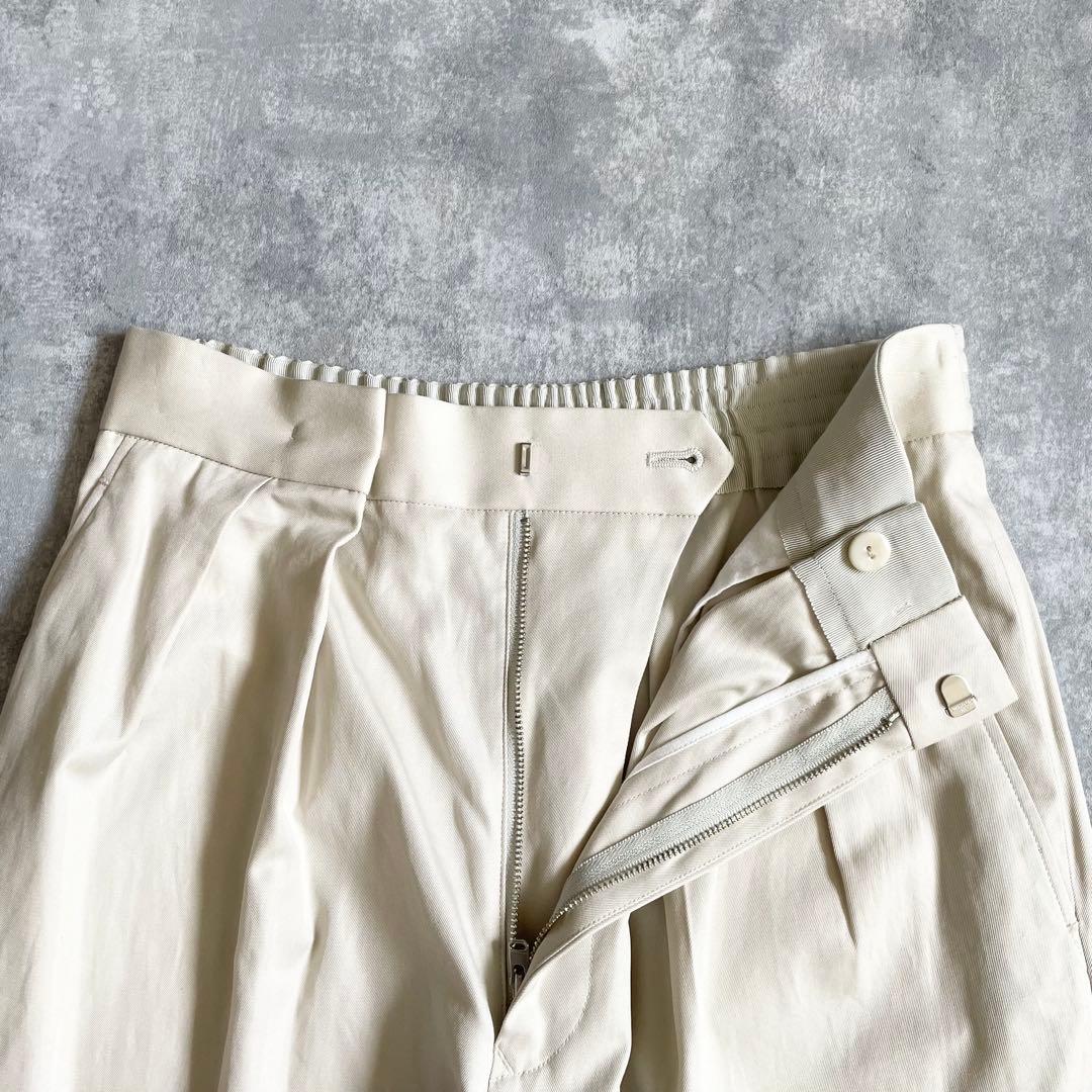 4666【美品】ドゥロワー　コットンツイルタックパンツ ツータック　スラックス