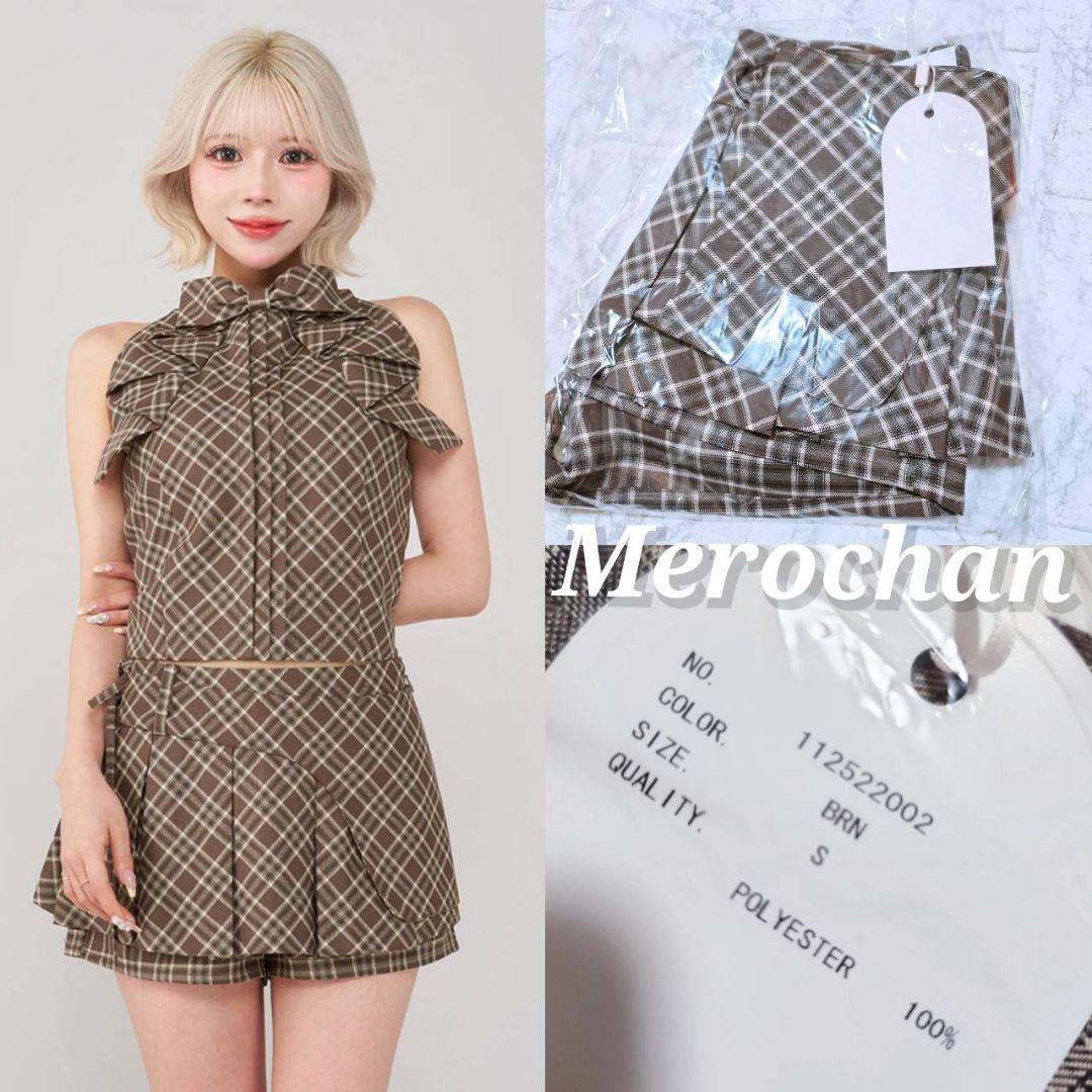 ダーリッチ チェックスカートライクショートパンツ BRN