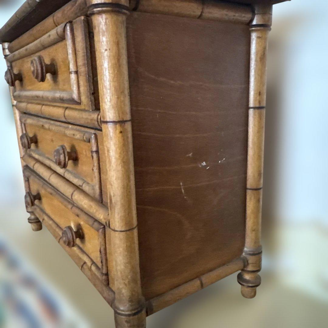 フランスアンティーク 　バンブー 木製ドールチェスト