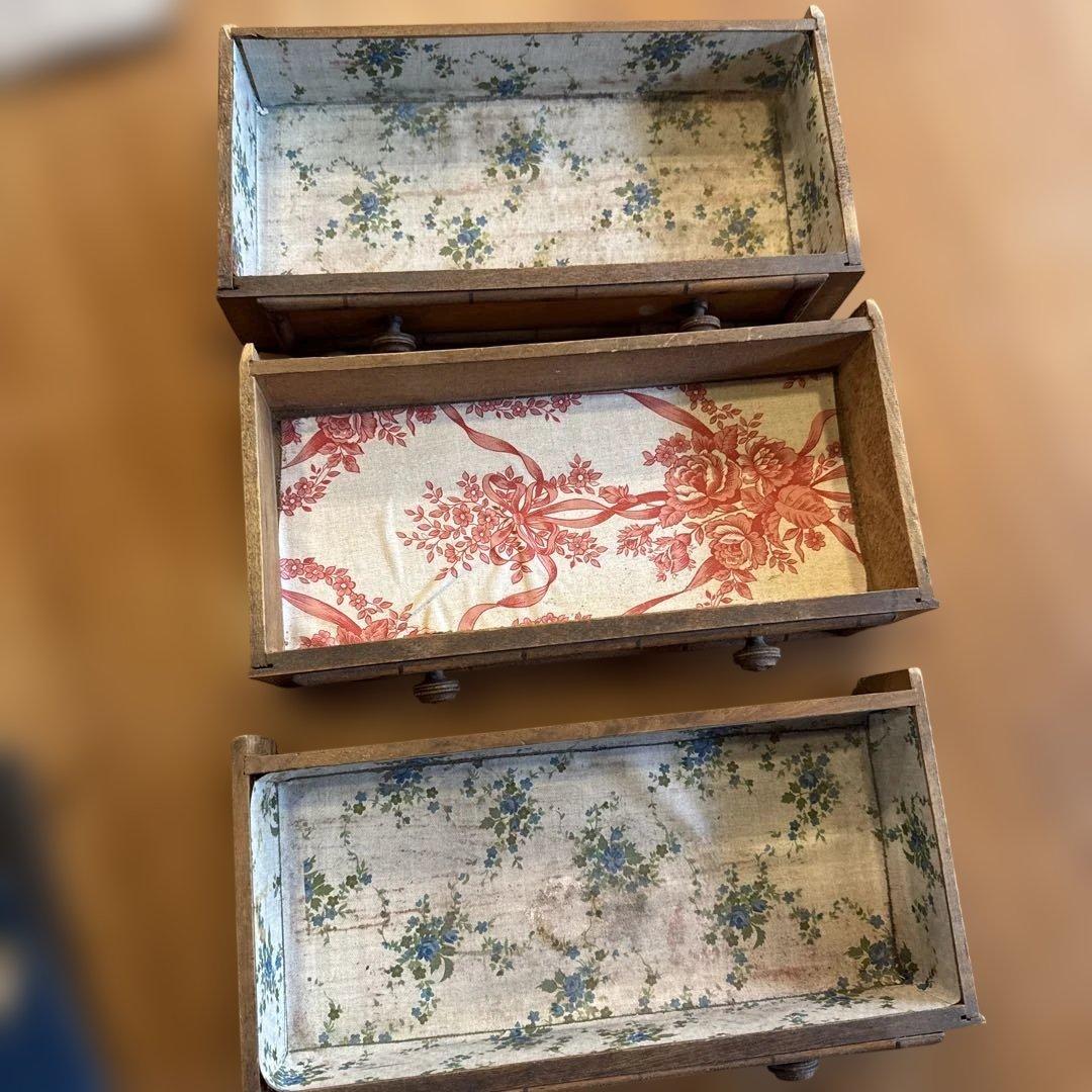 フランスアンティーク 　バンブー 木製ドールチェスト