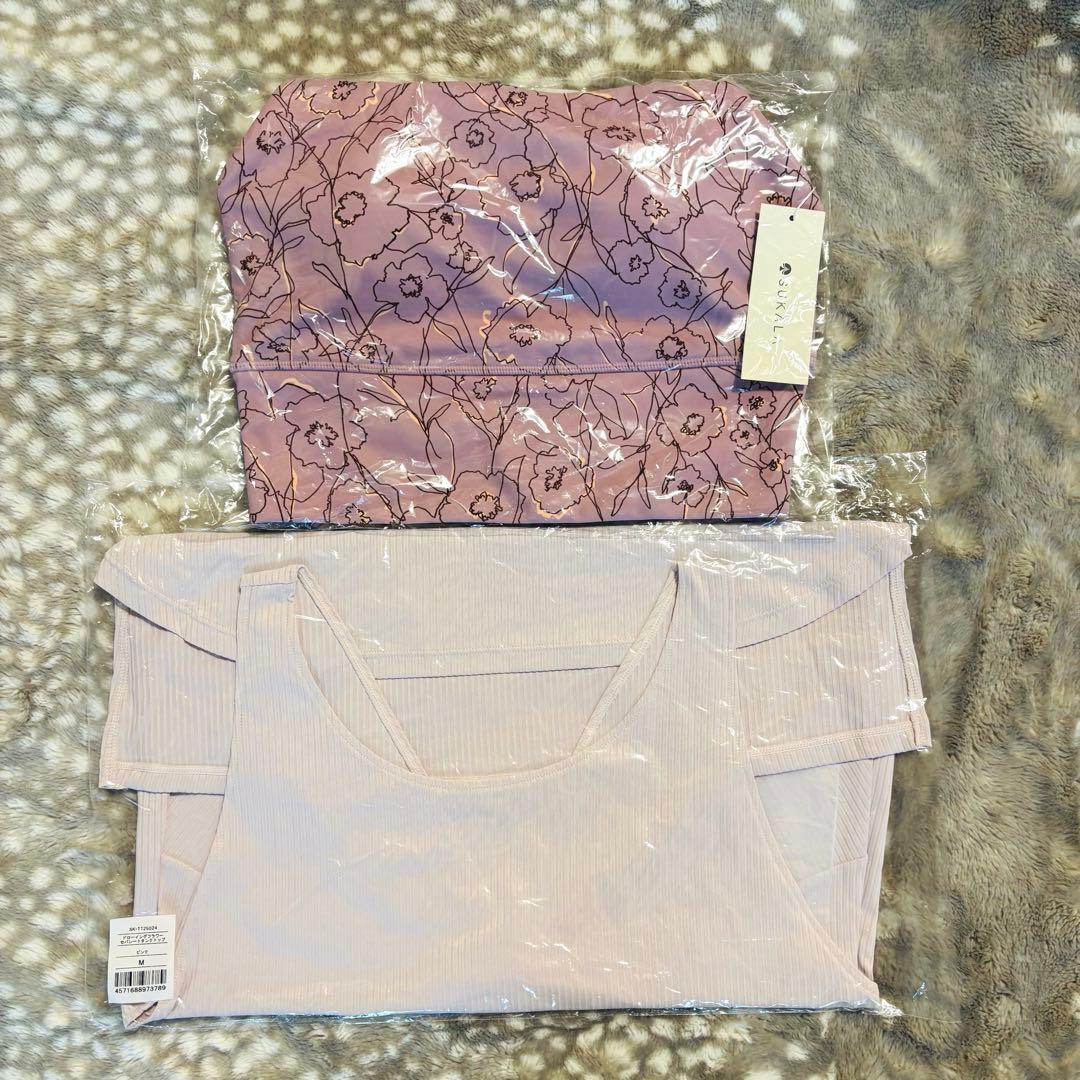 SUKALAドローイングフラワーセパレートタンクトップ&ブラトップセット M