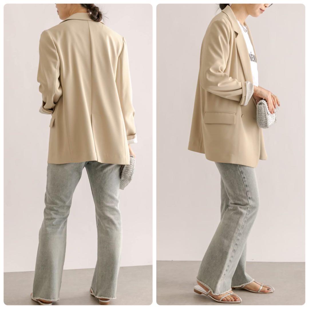 美品♡ リヴドロワ ツイルテーラードジャケット 金ボタン ダブル ベージュ F