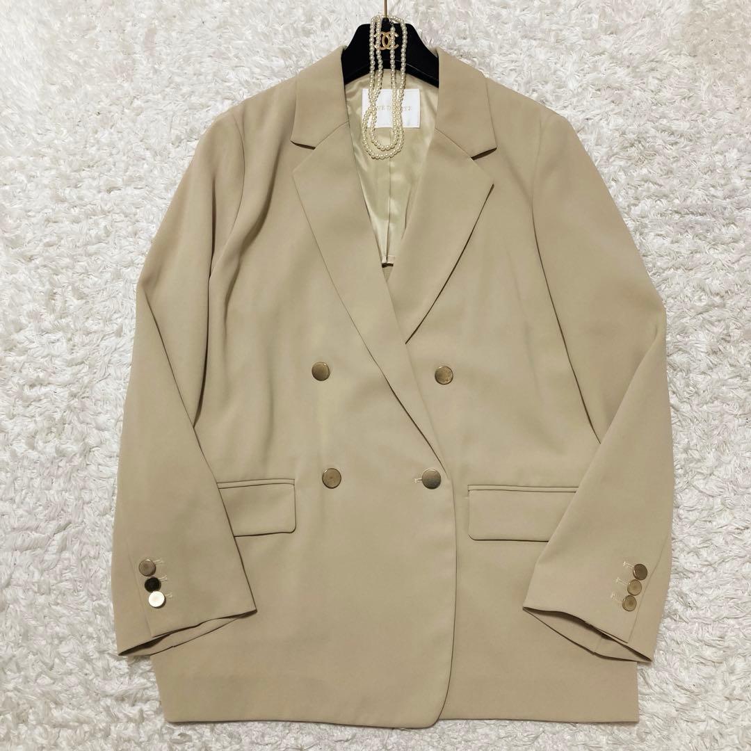美品♡ リヴドロワ ツイルテーラードジャケット 金ボタン ダブル ベージュ F