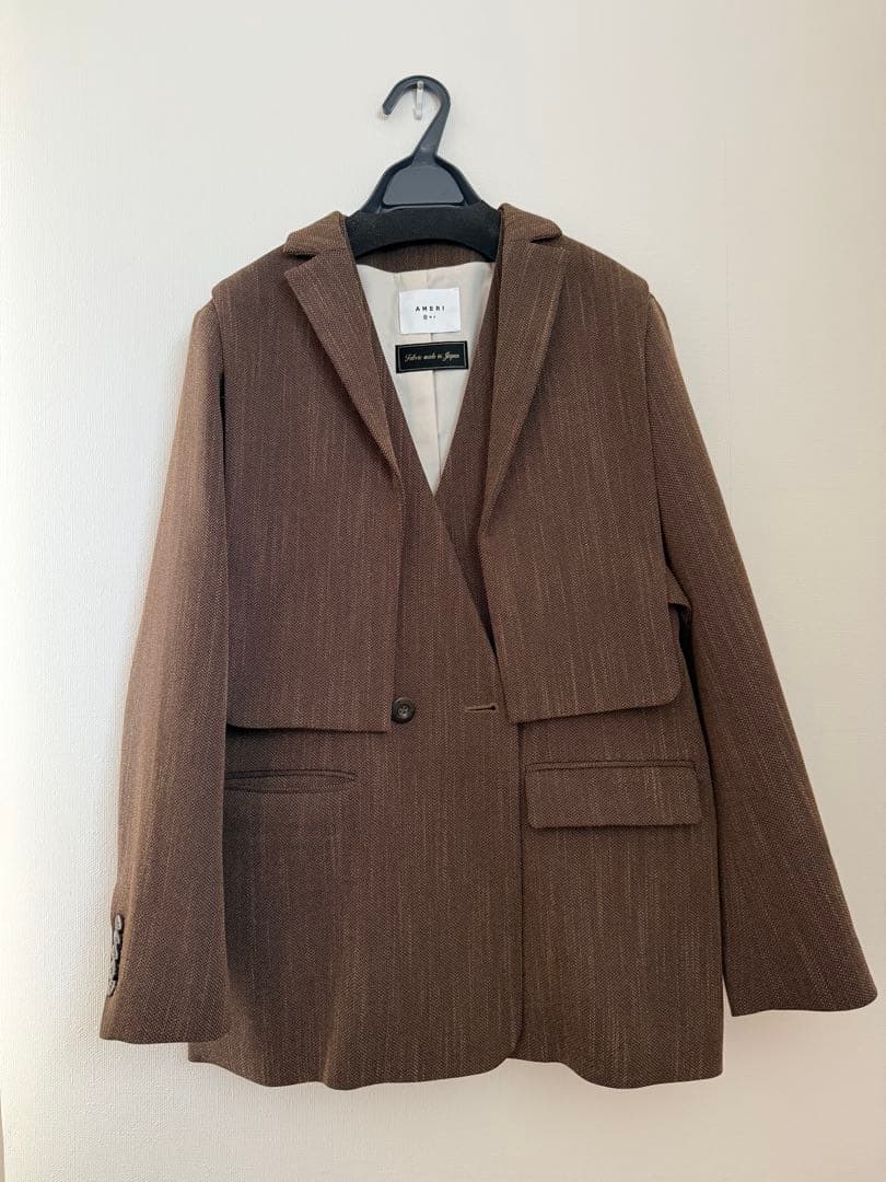 ジャケット・アウター CONVERTIBLE HERRINGBONE JACKET BROWN