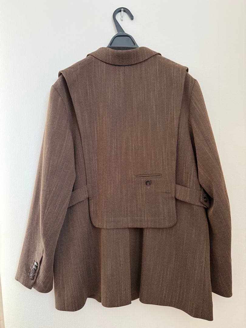 ジャケット・アウター CONVERTIBLE HERRINGBONE JACKET BROWN