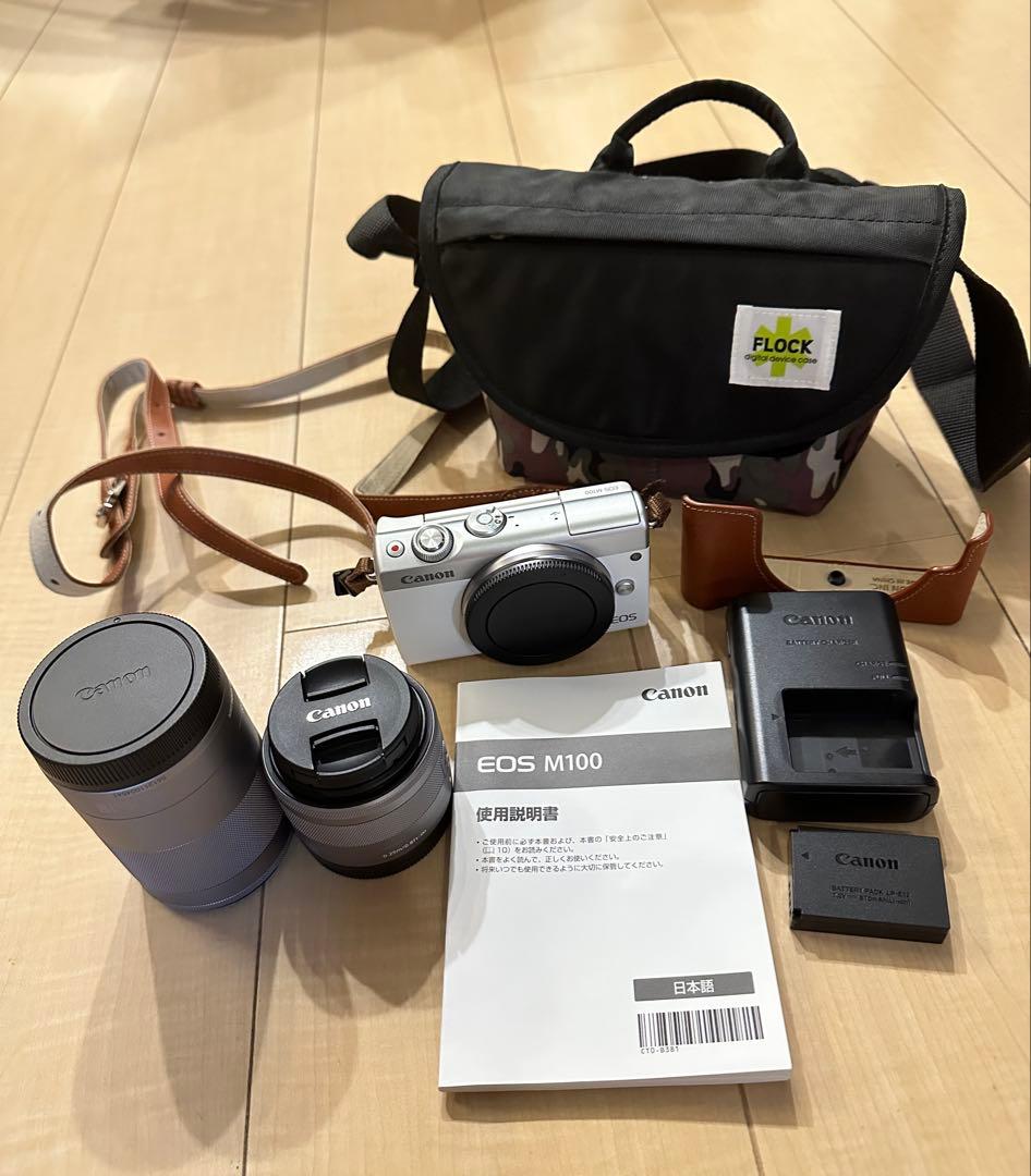 Canon EOS M100 ホワイト レンズ2本付属 持ち運び用ケース付き