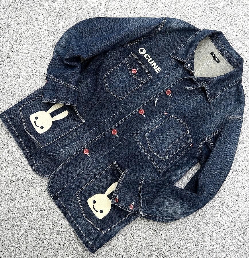 美品 L CUNE キューン デニム カバーオール USED加工