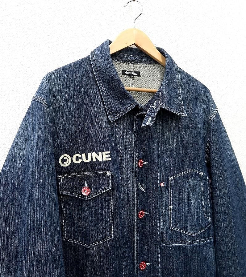 美品 L CUNE キューン デニム カバーオール USED加工