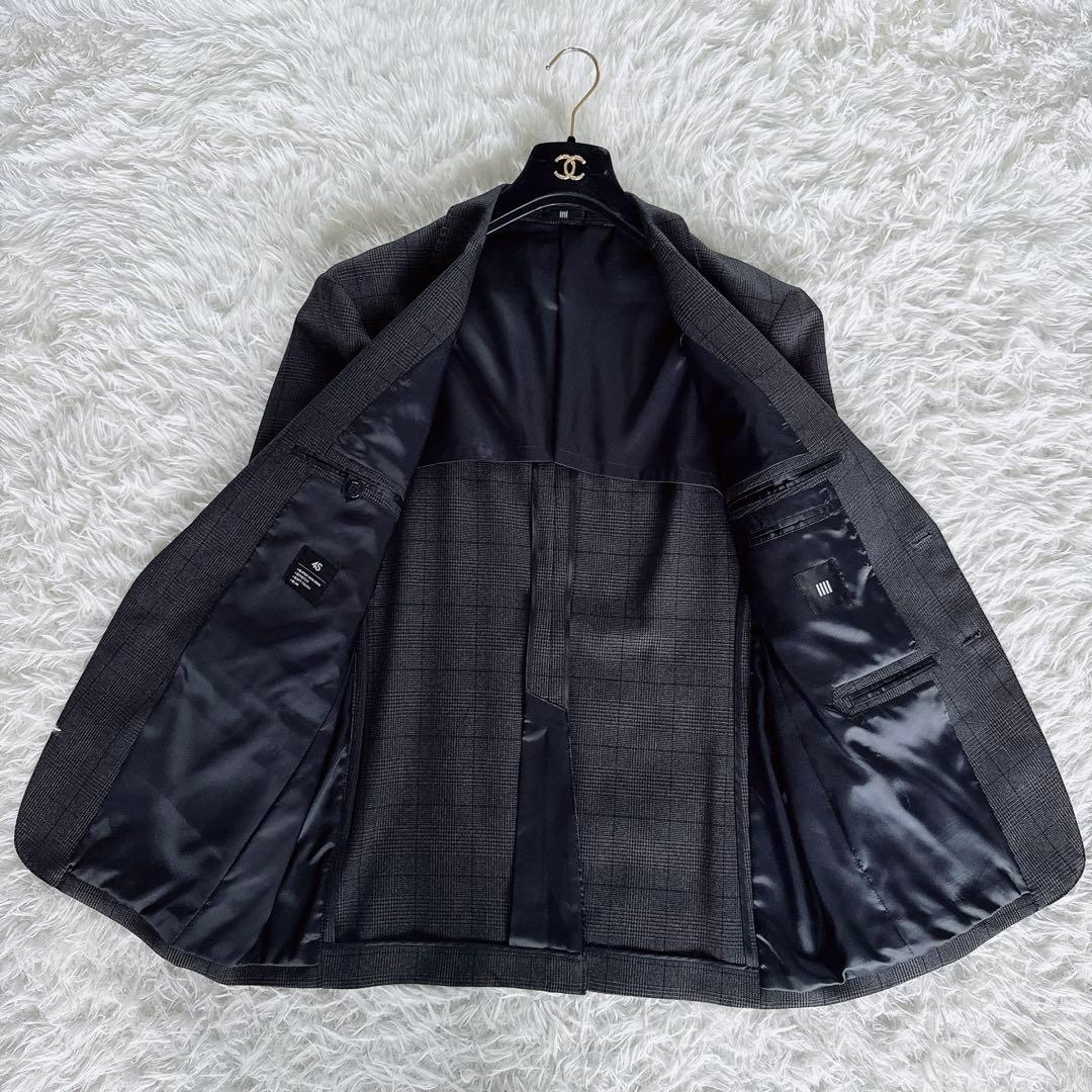 【スーツセレクト】4S スリーピース スーツ グレー チェック AB6 手洗い可