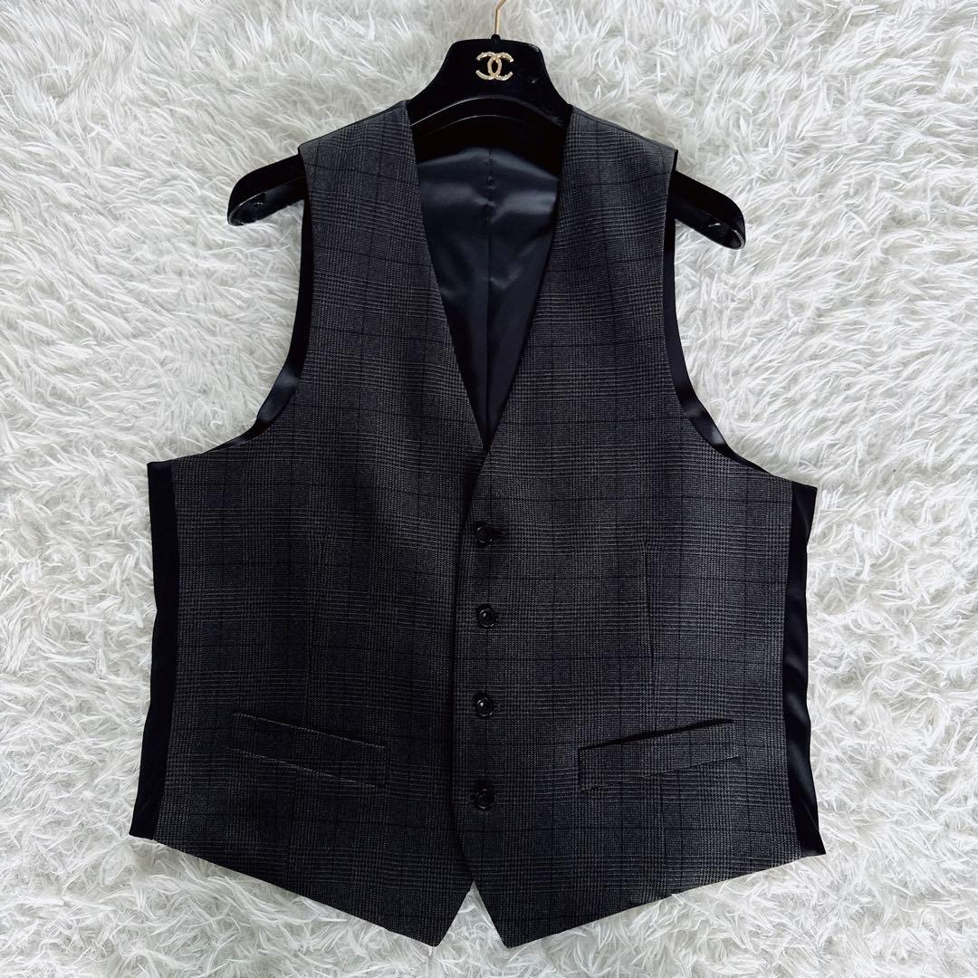 【スーツセレクト】4S スリーピース スーツ グレー チェック AB6 手洗い可